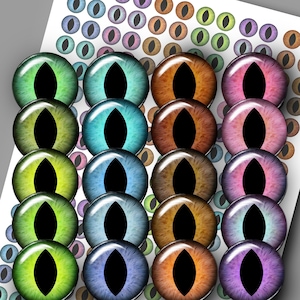 Eyes for Dragon with vertical pupil Doll Eyes Digital Collage Sheets Printable animals eyes Making  14 mm 16 mm 18 mm 20 mm