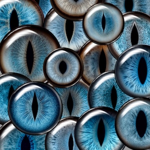 Occhi blu realistici per gatto con pupilla verticale, tassidermia, fogli di collage digitali, occhi di animali stampabili, realizzazione da 10 mm a 20 mm