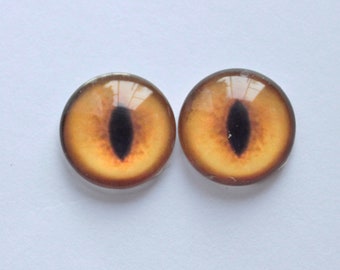 Yellow Glass Eyes for Fox Taxidermy glass eyes for toy Cabochons eyes Glass eyes for animal toys Glass Eyes On Wire Pin Posts Needle Felting