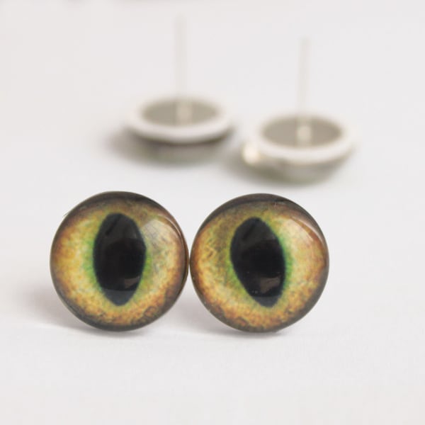 8-16 mm Yeux en verre de taxidermie pour chat avec une grande pupille Yeux en verre pour jouet Cabochons pour jouet animal Oeil en verre sur fil broche aiguille feutrage