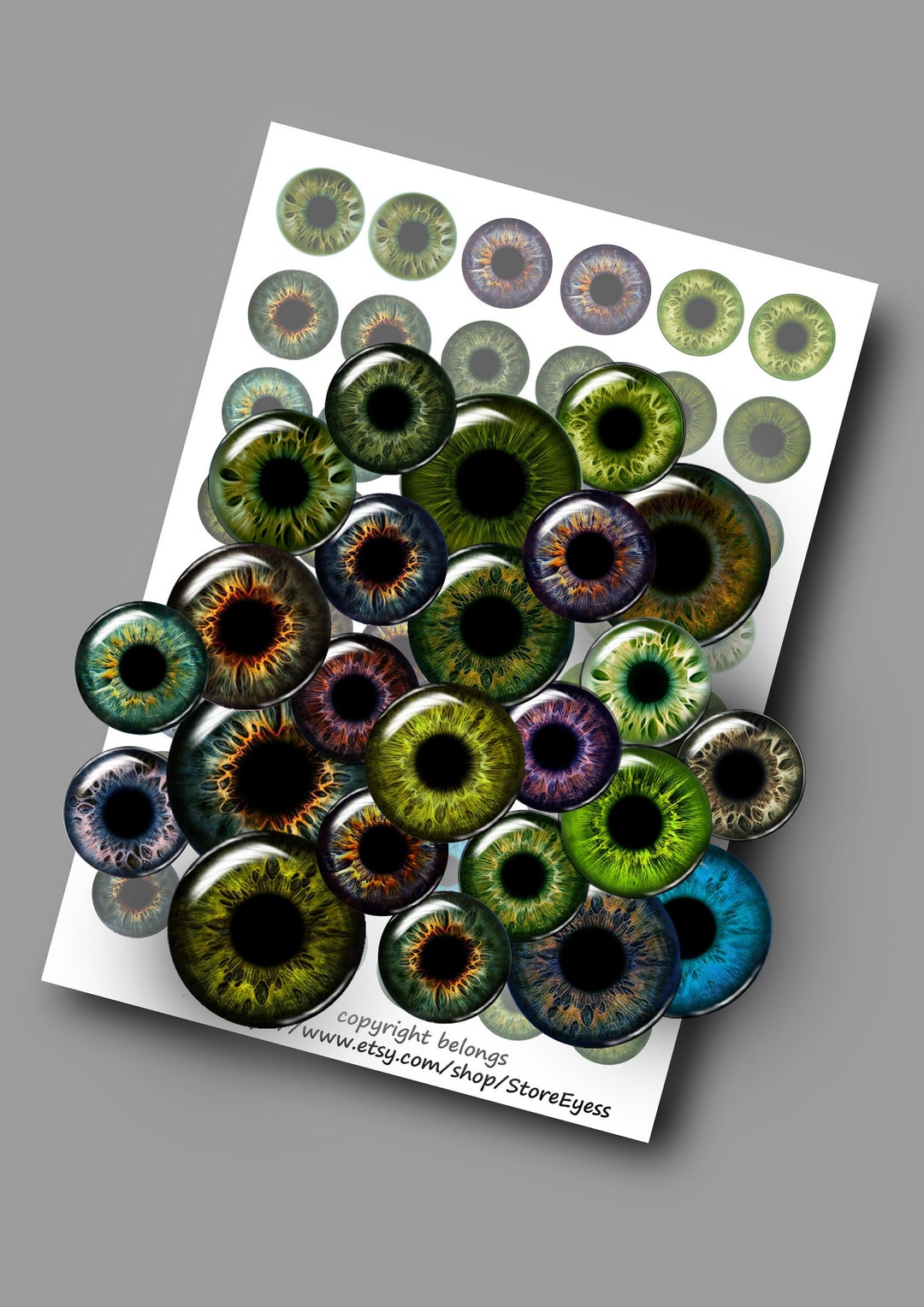 Printable Green Blue Purple Eye Doll Eyes Digital Collage Sheets ...