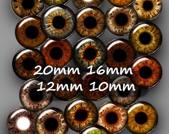 Printable Eyechip Blythe Doll brown hazel Eyes Digital Collage Sheets Printable Realistic Irides Download  20mm 16mm 12mm and 10mm