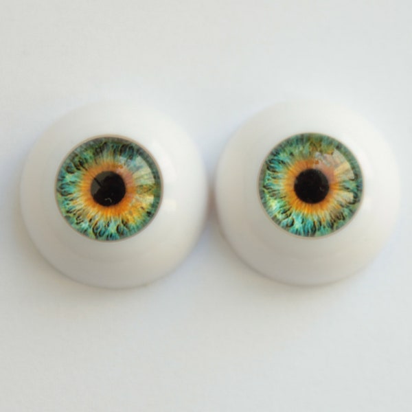 BJD size 14 mm or 18 mm or 22 mm Realistic Fantasy Acrylic Doll green yellow eyes  One Pair