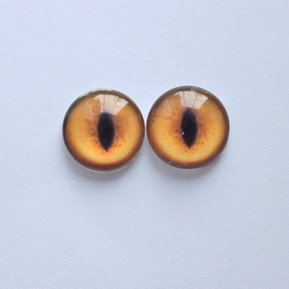 Yellow Glass Eyes for Fox Taxidermy glass eyes for toy Cabochons eyes Glass eyes for animal toys Glass Eyes On Wire Pin Posts Needle Felting