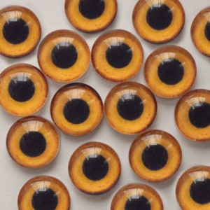 Yellow Owl Glass Eyes Taxidermy glass eyes for toy Cabochons eyes Glass eyes for animal toys Glass Eyes On Wire Pin Posts for Needle Felting