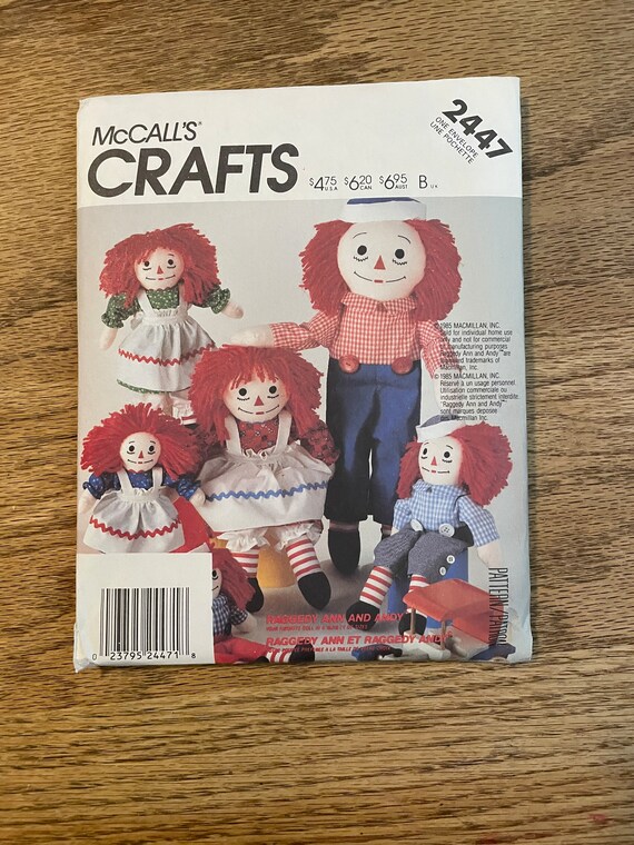 Mccalls Crafts Pattern 2447 Raggedy Ann and Andy - Etsy