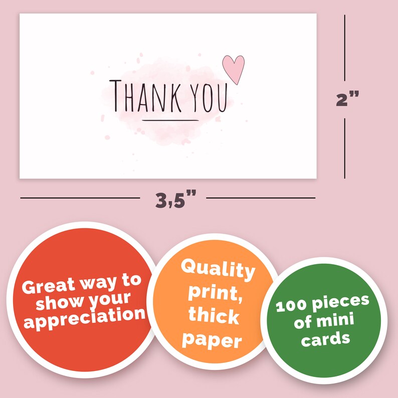 Small Thank You Cards Business Card Size 2x35 Etsy