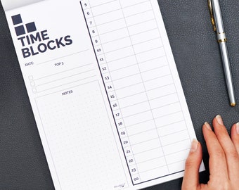 Time Blocking Planner Notepad, Undated Daily Schedule, 10"x7"