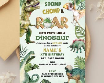 Dinosaur Birthday Invitation || Digital Instant Download, Boys Birthday Invite, Canva Editable Template, Dino Theme, Printable Invitation.