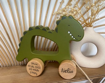 1st birthday gift, personalized pull-along toy, personalized baby gift, pull-along toy dino