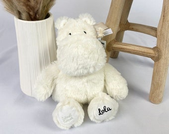 Personalisiertes Kuscheltier, Geschenk Geburt, Personalisierte Geschenke Baby, Stofftier mit Namen,Hippo Ivory, Babygeschenk