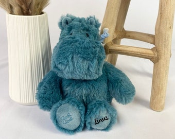 Regali personalizzati bimbo, peluche con nome, peluche personalizzato, ippopotamo blu, peluche con nome, regalo nascita bimbo