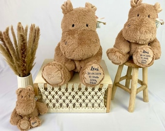 Peluche nome, peluche con nome, peluche personalizzato, regalo nascita bambino, torrone ippopotamo, peluche con nome