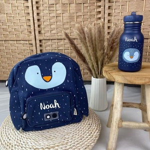 Children's backpack with name, kindergarten backpack personalized as a set with drinking bottle, Trixie children's backpack, kindergarten backpack penguin