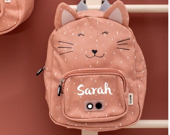 Kinderrucksack mit Namen, Kindergartenrucksack personalisiert optional als Set mit Trinkflasche, Trixie Kinderrucksack, Kitarucksack Katze