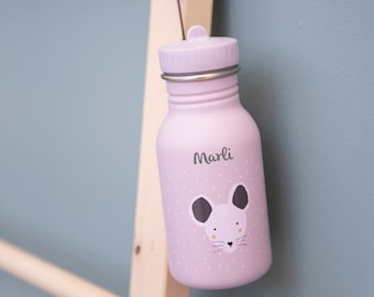 Trinkflasche Kinder, Trinkflasche Kindergarten, Trinkflasche personalisiert, Kindertrinkflasche, Maus