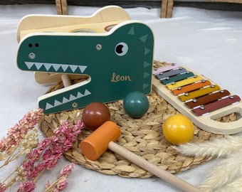 Montessori toy 1 year, knocking game crocodile, gifts for 1st birthday, 1st birthday gift, baby gift