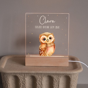Night light baby, owl, night light personalized, baby gift birth, gift for birth