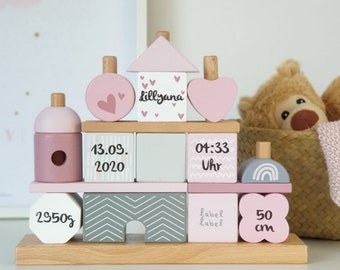 Regalo battesimo, regali personalizzati bambino, casa rosa, personalizzati