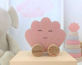 Baby gift personalized, push animal shell pink Jollein, personalisable