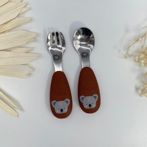Children's cutlery with name Koala Tryco, children's cutlery with engraving, cutlery with engraving, baby gift