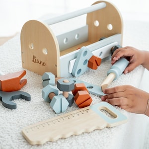 Personalized toolbox, children&#39;s toolbox, toys for boys, first birthday gift, toys for 12 months