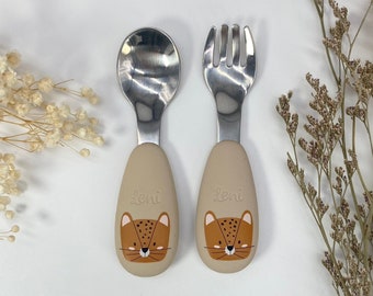 Personalized children's cutlery Leopard Tryco, baby gift, children's cutlery with name, children's cutlery from 1 year