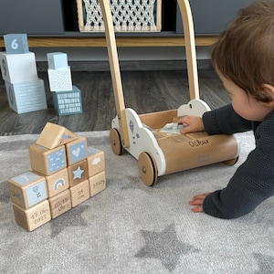 Baby gift birth, gift 1st birthday, walker cloud blue
