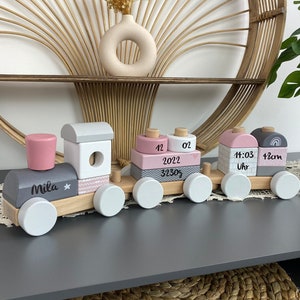 Gift birth, baby gifts for birth, wooden train personalized pink, personalized baby gifts, Easter gift baby