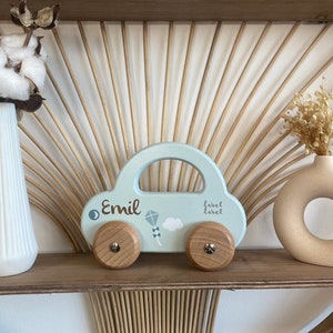 Birth gift, toy baby, birth gift, baby gift boy, wood – toy car blue