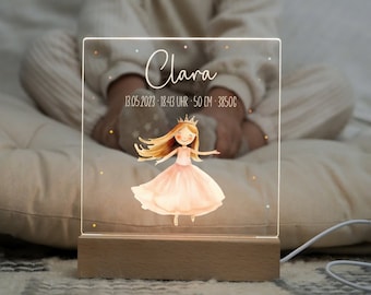 Night light baby, princess, night light personalized, baby gift birth, gift for birth