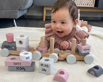 Geschenk zur Geburt, personalisierte Babygeschenke, Personalisierte Eisenbahn, Geschenk Geburt