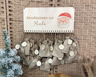 Adventskalender Holz Adventskalender zum befüllen, Weihnachtsmann, Adventskalender personalisiert Adventskalender DIY Weihnachtsdeko