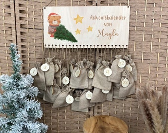 Calendrier de l'Avent Calendrier de l'Avent en bois à remplir, tigre avec sapins de Noël, Calendrier de l'Avent personnalisé Calendrier de l'Avent DIY Décoration de Noël