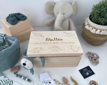 Baby memory box, baby gift personalized dinos, customizable