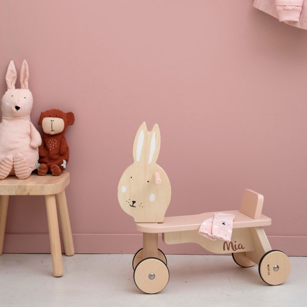 1st Birthday Gift Wooden Balance Bike Mrs. Rabbit Trixie Personalized