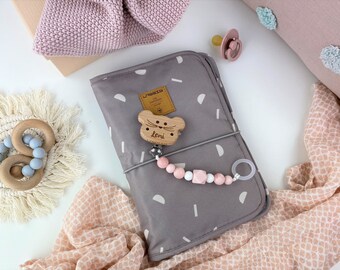 Geschenk zur Geburt,  Schnullerkette rosa Maus, personalisierte Geschenke Baby