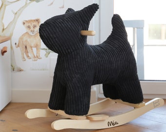 Geschenke zum ersten Geburtstag, Schaukeltier ab 1 Jahr, Schaukeltier Hund schwarz, personalisierte Geschenke Baby, Geschenk Ostern Baby