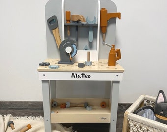 Workbench with wooden tools, customizable, Easter gifts for children