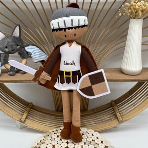Gift for 1st birthday, personalized soft toy, doll - Knight Kai