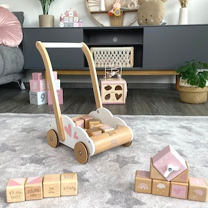 Presente de 1º aniversário, presente de nascimento para bebê, andador coração rosa