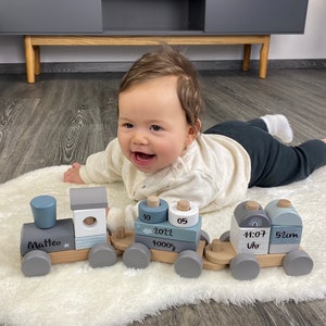 Personalized baby gifts, baby gift for birth, baby gifts, gift for birth, train personalized blue