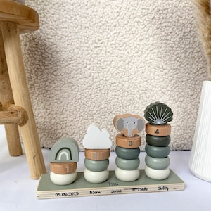 Regalo de nacimiento personalizado, torre apilable personalizada, regalo de bebé para nacimiento, regalo de nacimiento niño y niña