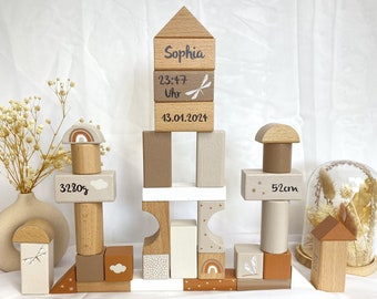 Gift 1st birthday, wooden building blocks nougat wooden toy baby, baby toy building blocks 1 year, Easter gift children