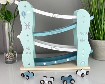 Baby Geschenk personalisiert, Kugelbahn mint, personalisierbar