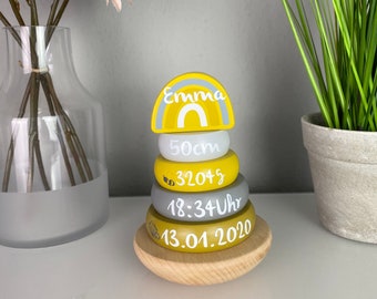 Personalized stacking tower yellow| personalisable