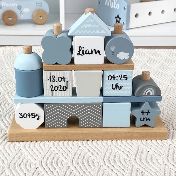 Personalisierte Geschenke Baby, Geschenke Geburt Junge, Steckspiel Haus, Geschenke zur Geburt Junge, Ostergeschenk Baby