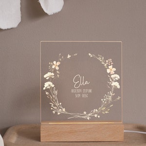 Nachtlicht Kinder, Blumenkreis, Nachtlicht personalisiert, Babygeschenk Geburt, Geschenk zur Geburt, Geschenk Mädchen