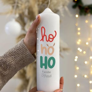 Christmas candle, personalized candle, candle with Christmas motif, HOHOHO motif, odorless candle Advent candle, candle Christmas light