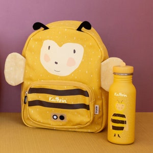 Children's backpack with name, kindergarten backpack personalized as a set with drinking bottle, Trixie children's backpack, daycare backpack bee